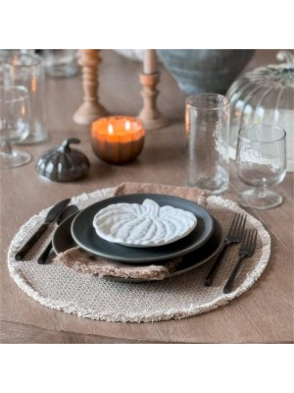 POTTERY BARN Mason Handwoven Cotton Fringe Round Placemats Set of 4 in Natural